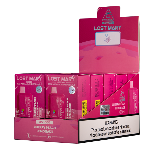 Cherry Peach Lemonade Lost Mary OS5000 ( BOX OF 10 ) - Elf Vape Shop