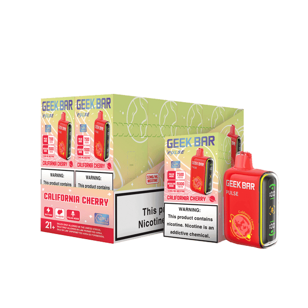 California cherry geek bar pulse 15000 puff box of 5 elf vape shop